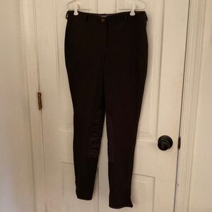 Ladies Dark Grey Ribbed Pull on Riding Tights